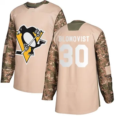 Camo Men's Joel Blomqvist Authentic Pittsburgh Penguins Veterans Day Practice Jersey