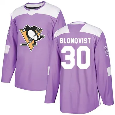 Purple Men's Joel Blomqvist Authentic Pittsburgh Penguins Fights Cancer Practice Jersey